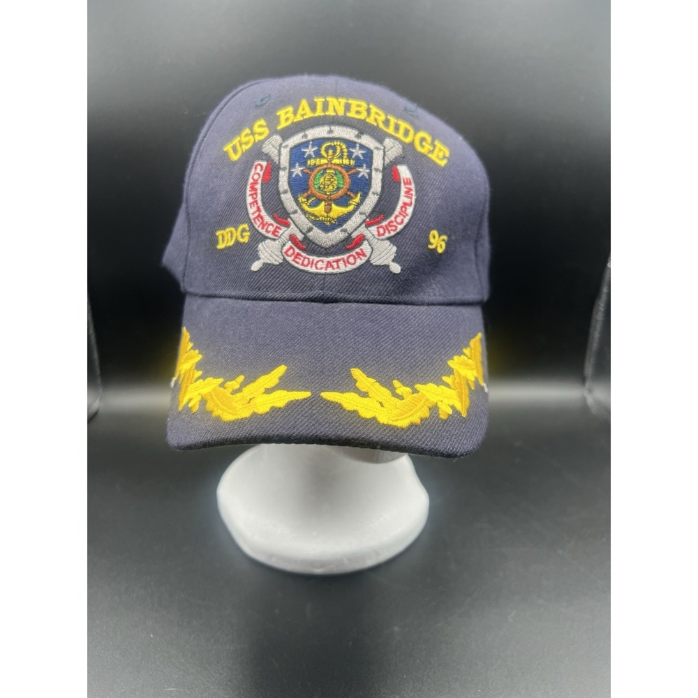 USS Bainbridge DDG 96 Navy Blue Strapback Hat Adjustable Baseball Cap